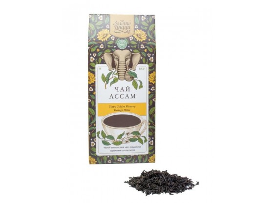 Чай чёрный крупнолистовой ASSAM TGFOP с повышенным содержанием типсов 100 г (Амрита мадья)