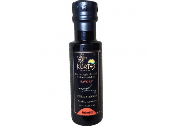 Оливковое масло Extra virgin с чабером (кислотность 0,2-0,3) в стекле 100 мл (KURTES)