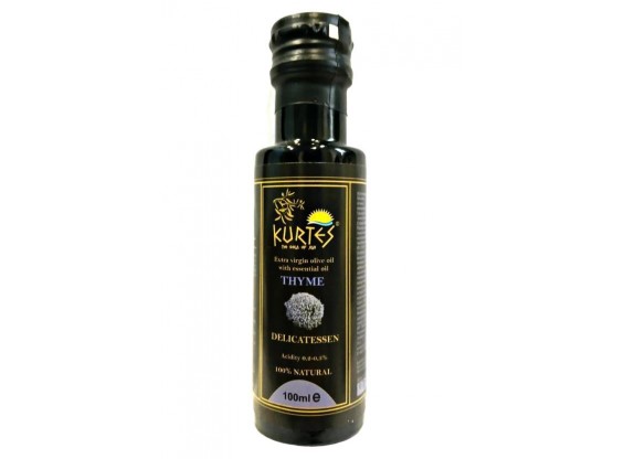 Оливковое масло Extra virgin с чабрецом (кислотность 0,2-0,3) в стекле 100 мл (KURTES)