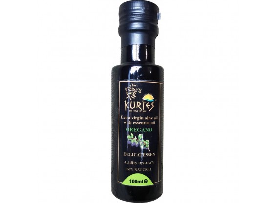 Оливковое масло Extra virgin с орегано (кислотность 0,2-0,3) в стекле 100 мл (KURTES)