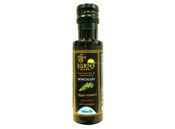 Оливковое масло Extra virgin с розмарином (кислотность 0,2-0,3) в стекле 100 мл (KURTES)
